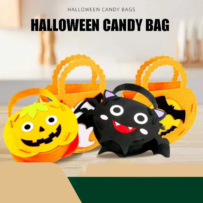 Felt Halloween Candy Bag Christmas Handheld Candy Bag Festival Party Decoration Ghost Pumpkin Bag Children's Gift Cute Ornament