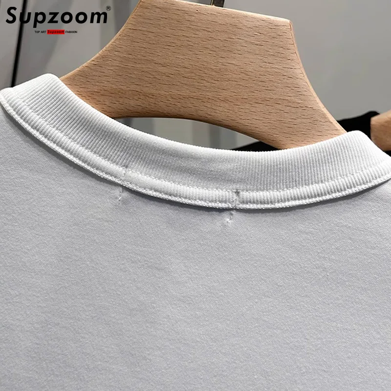 Supzoom New Arrival Top Fashion Summer High Street Zipper Ink Neutral O-neck Casual Heavy Texture Cotton Ins Loose Men T shirt