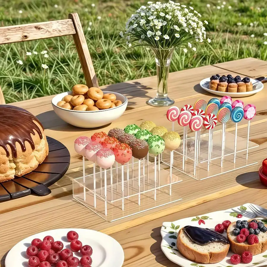Clear Acrylic 15‑Hole Lollipop Display Stand, Desktop Candy Holder for Birthday Wedding Party Dessert Arrangement