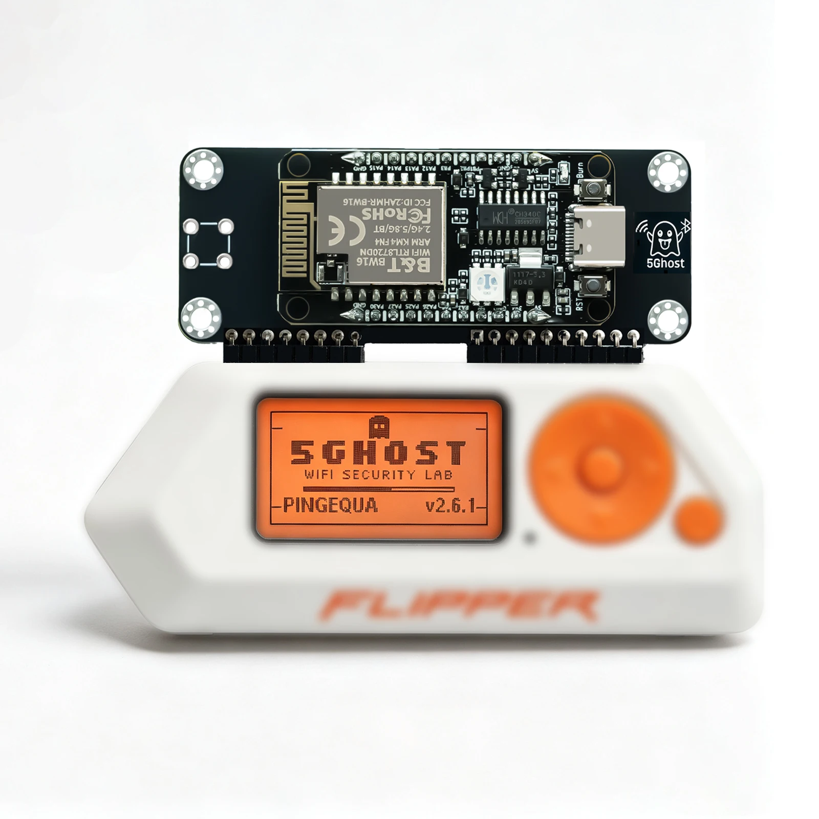 Płytka programistyczna WiFi 2,4 GHz i 5 GHz, kompatybilna z Flipper Zero, PINGEQUA 5Ghost WiFi Lab, z preinstalowanym oprogramowaniem, moduł GPIO RTL8720DN (BW16). — zdjęcie produktu 5