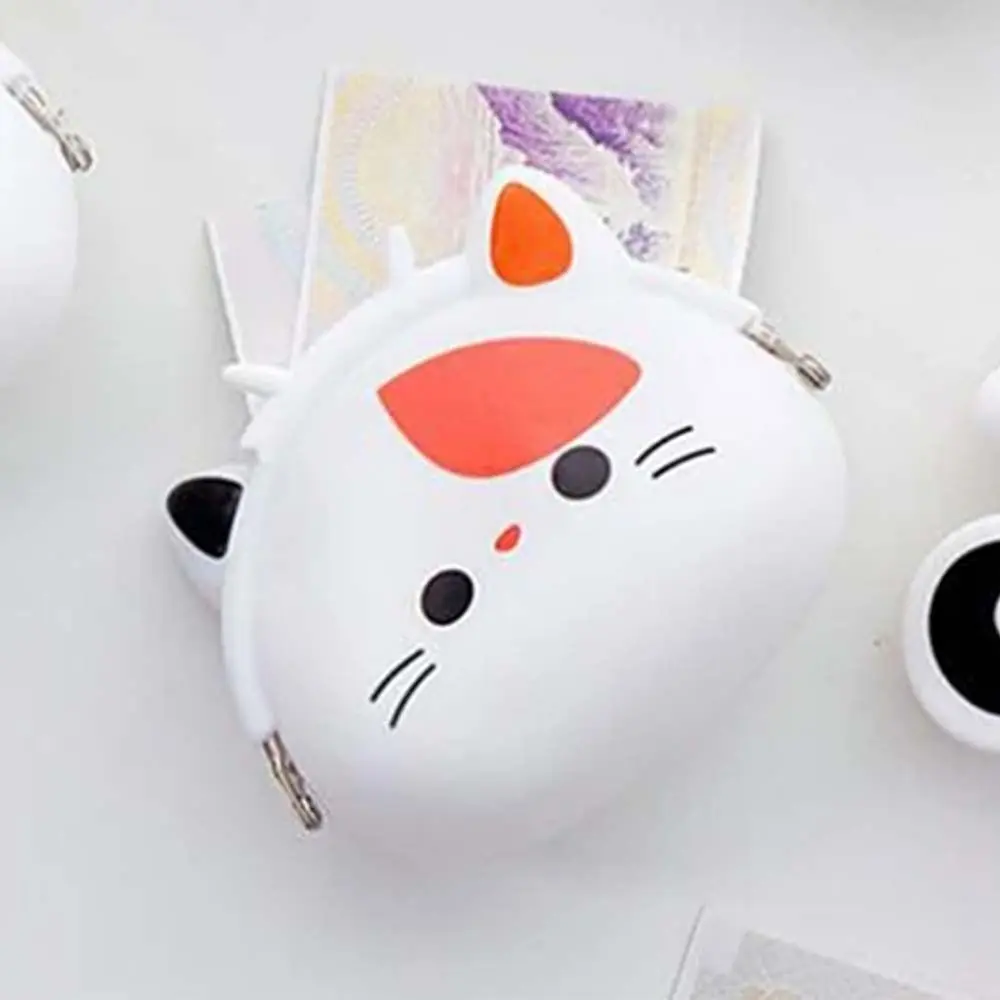 Solid Color Cartoon Silicone Coin Purse INS Mini Small Animal Wallet Portable Waterproof Data Cable Storage Bag Gift