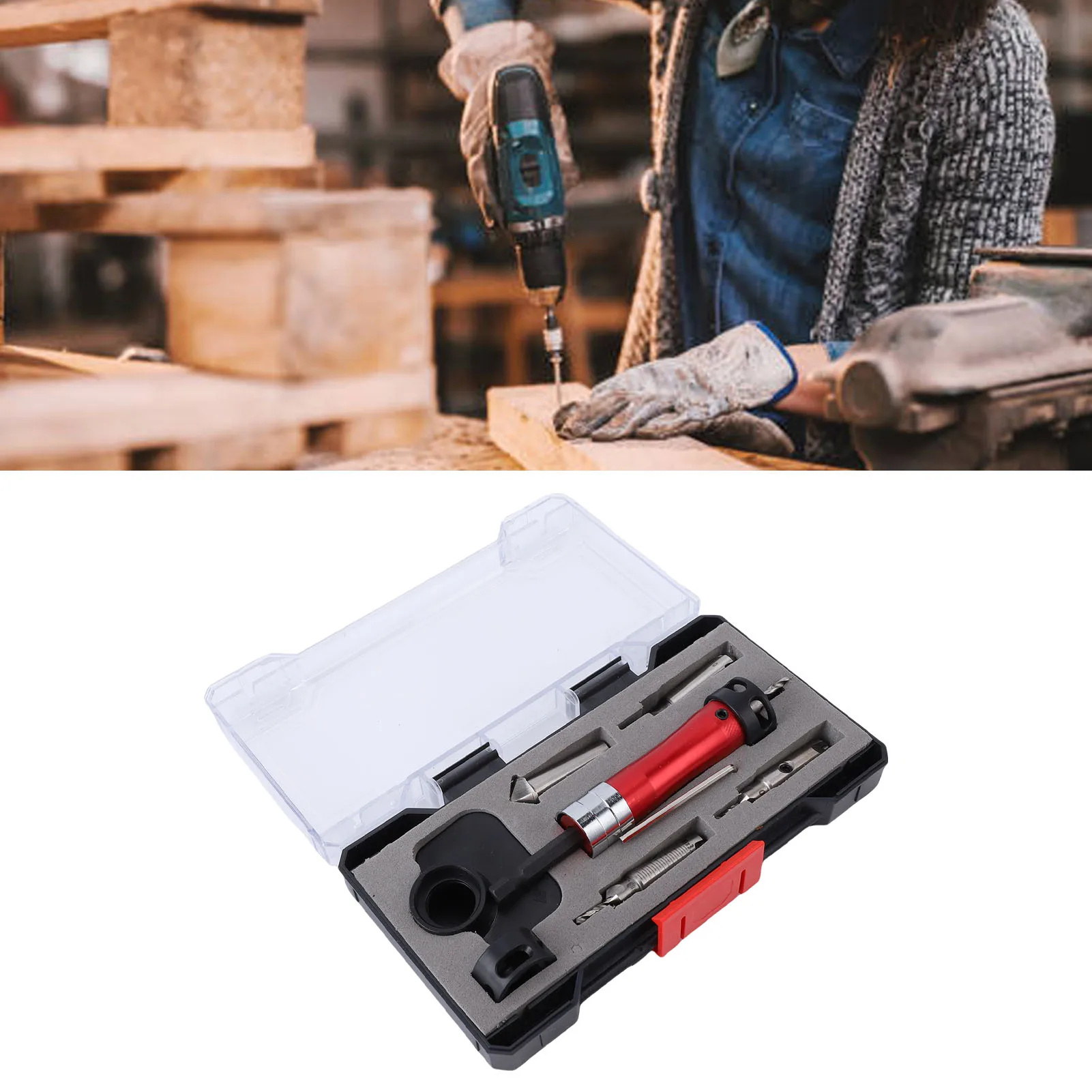

Adjustable Countersink Drill Set Limit Countersunk Drill Set 8/10mm Adjustable Depth Dual Cutting Diameters Countersink Drill
