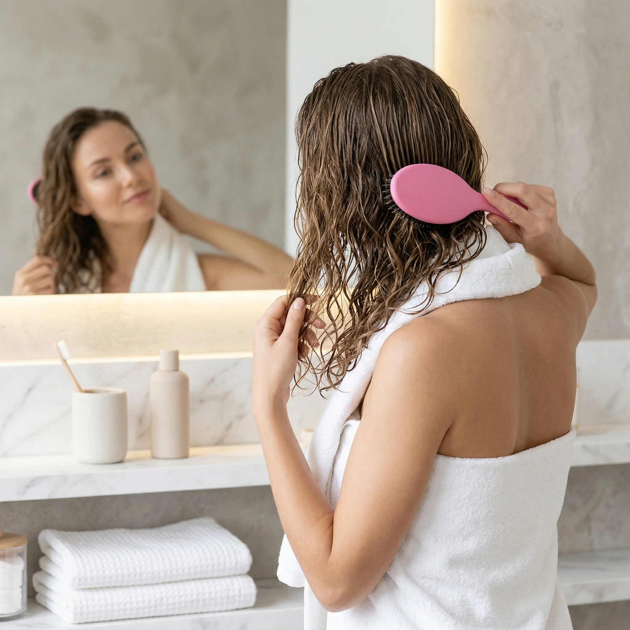 

Массажная щетка для волос и кожи головы 22 см, с мягкими щетинками для бережного распутывания и балансировки уровня жирности, способствует здоровью волос