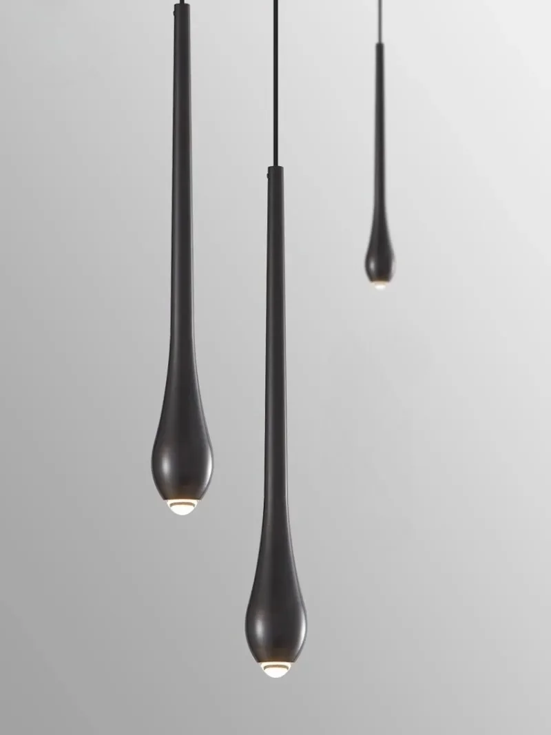 LED Luxury Pendant Light Modern kitchen Bedroom Dining Table Dining Room Pendant Light Black Metal High Transparency Lampshade