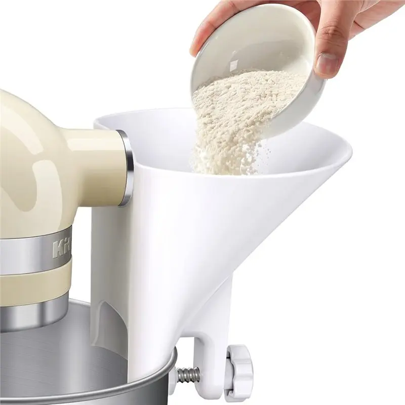 A19F-Flour Funnel For Kitchenaid Stand Mixer, Wide Mouth Pouring Chute Attachments For Glass, Stainless Steel Bowls Fit