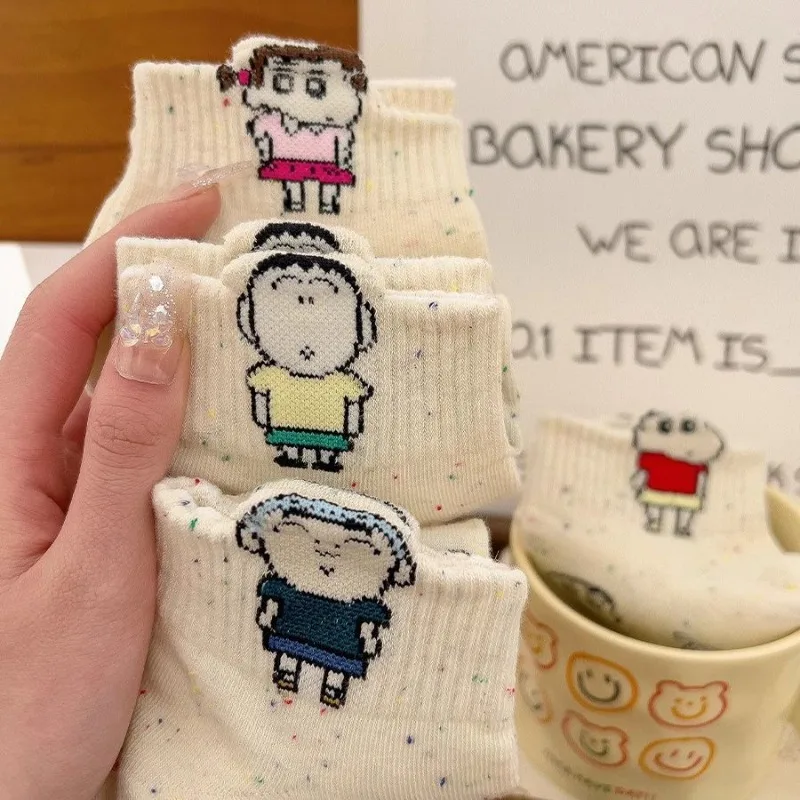 Kawaii Crayon Shin Chan Sock Anime Anime Socks Short Barrel Thin Child Cartoon Three-dimensional Preppy Cute Socks Wholesale