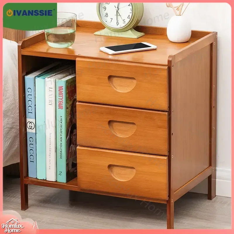Modern Bamboo Bedside Table Eco Friendly Bedroom Nightstand Apartment Storage Cabinet Customizable Minimalist Furniture