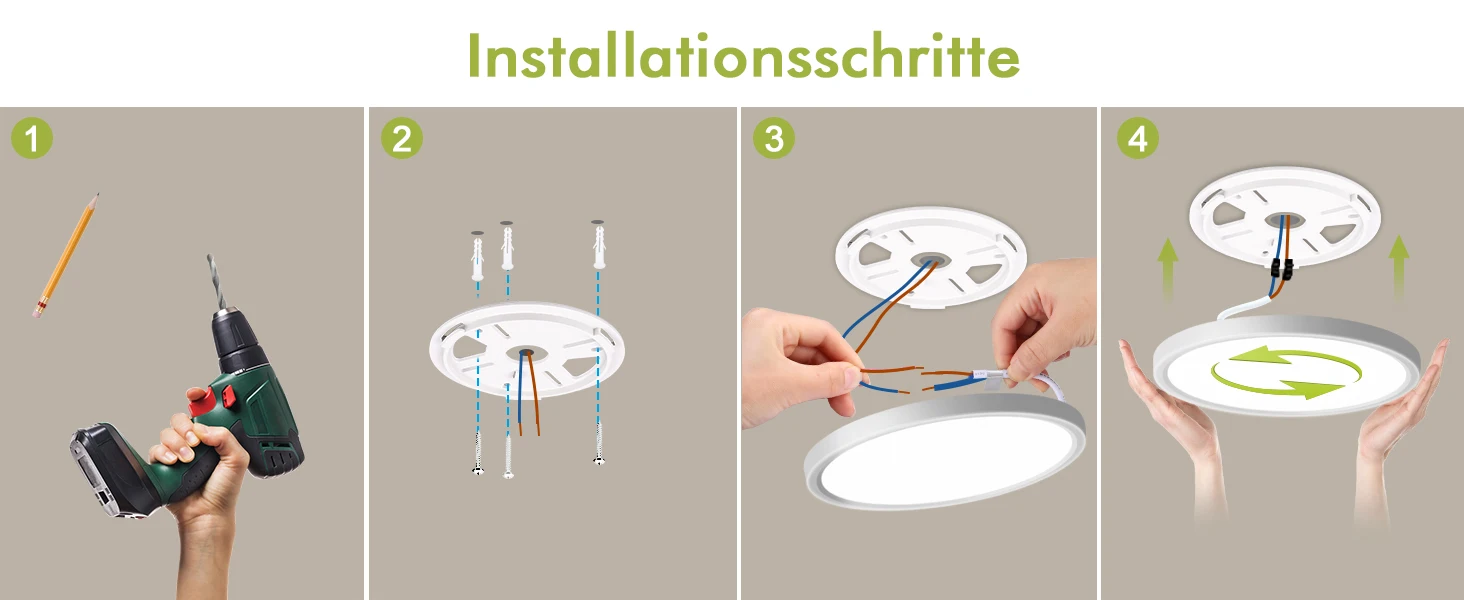 LED-Deckenleuchte mit Radar-Bewegungssensor, 18W 1800LM IP44 4000K Neutralweiß, Ultraflach Ø23cm für Flur, Treppe, Keller – Detail 9