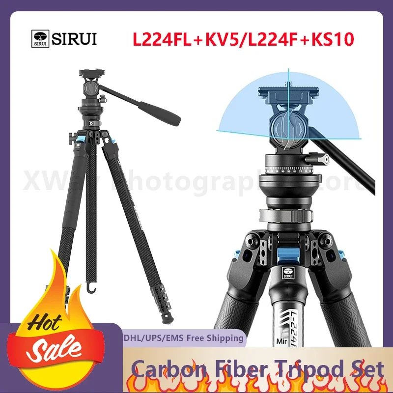 

Sirui L Series L224F/L224FL Snap Carbon Fiber Horizontal 360 Video Tripod Set Single-Hand Controllable Stable Support Portable