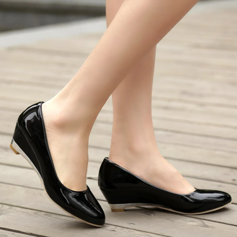 Casual Wedge Shoes For Women Fashion Wedges Low Heels Red White Classic Pumps Party Wedding Office Shoes Ladies Large Size 45 48