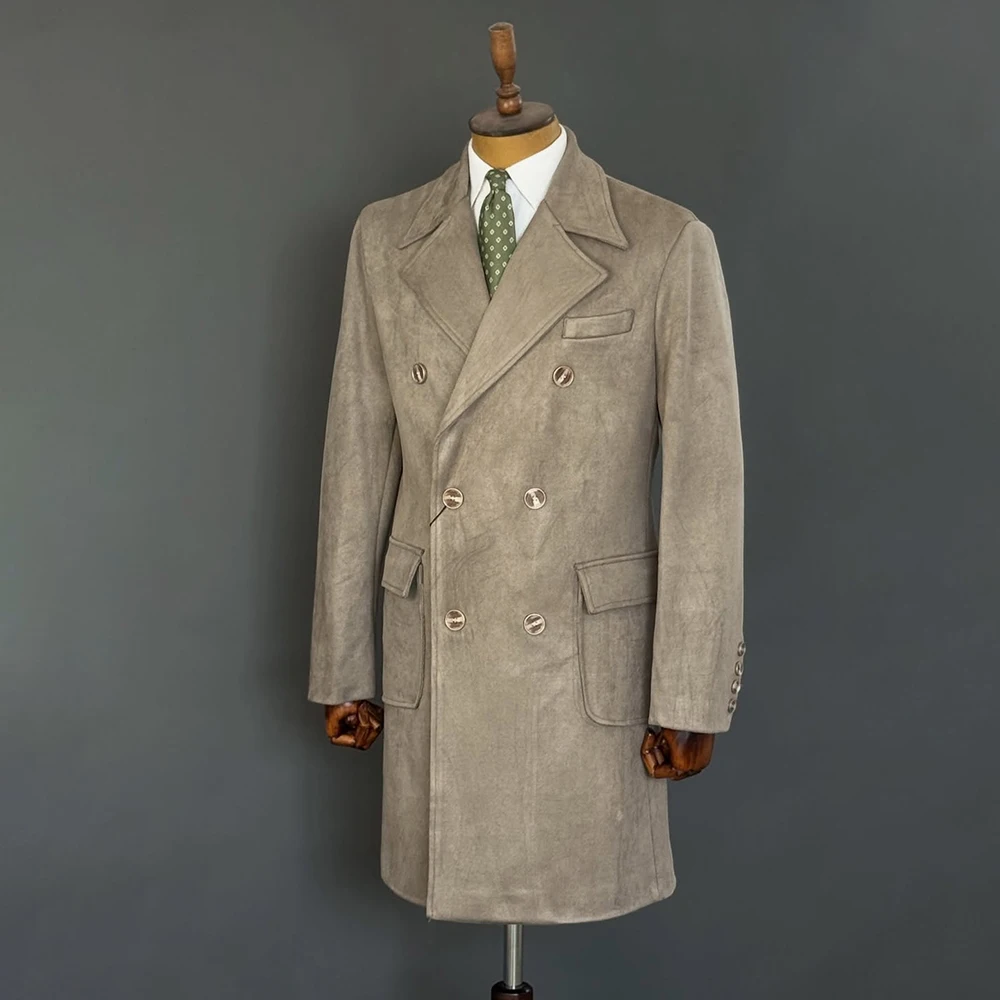 

Daily Men's Suits Blazer Casual Double Breasted Notch Lapel Velvet Jacket 1 Piece Customzied Long Coat Outfits Costume Homme