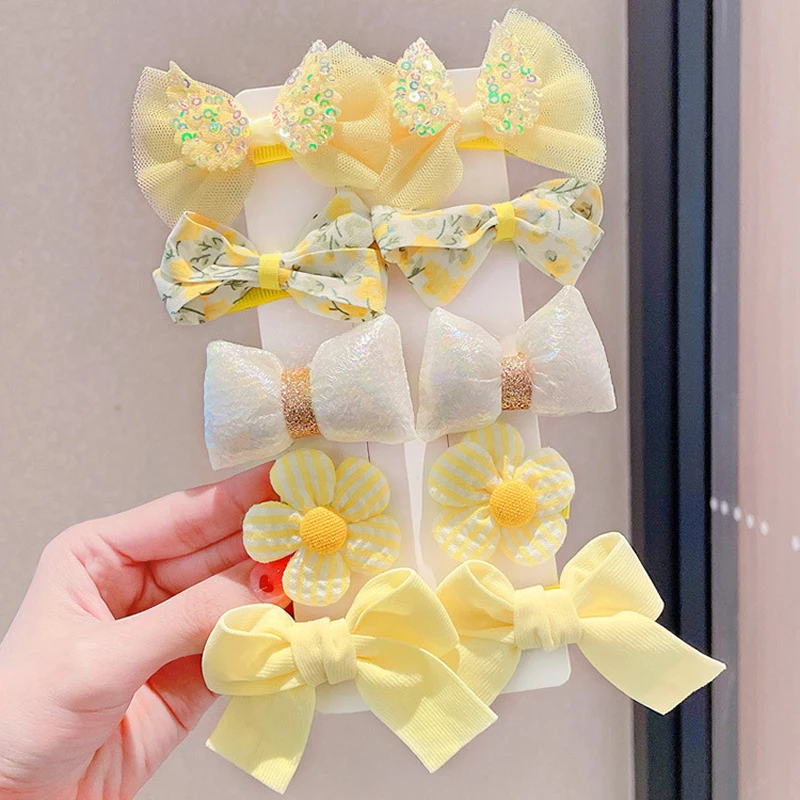 8/10Pcs Cute Bow Flower Hair Clip Children Girls Sweet Hairpins Fashion Princess Barrettes Girls Hair Accessories Headdress