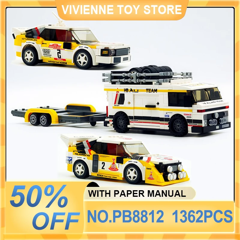 

PB8812 1:32 City Speed Champions Sports WR-C Car Model Building Blocks E2 Team Truck Trailer Brick Toy Chrismas Gift For Kid Boy