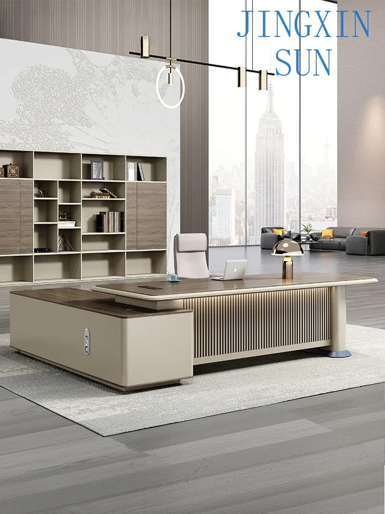 Office Furniture Owner's Table  Light Luxury General Manager's   Chair Combination
