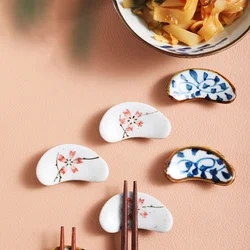 Crescent Shape Chopstick Rest Ceramic Sakura Spoon Fork Stand Japanese Chopsticks Pillow Practical Table Accessories Supplies