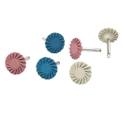 ชุดขัดล้อไซโคลนยาง 6 ชิ้น/กล่อง ขนาด 14 มม. ก้านขนาด 2.35 มม. สำหรับขัดวัสดุผสมความเร็วต่ำให้ความเงางามสูง