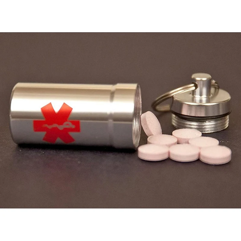 Portable Waterproof Outdoor Medicine Pill Container Aluminum Case Keychain Metal Waterproof Box