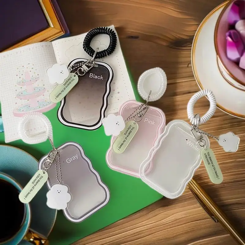 Soft Silicone Card Keeper with Elastic Lanyard; Idol Photo Protecting Keychain Bag Tassel