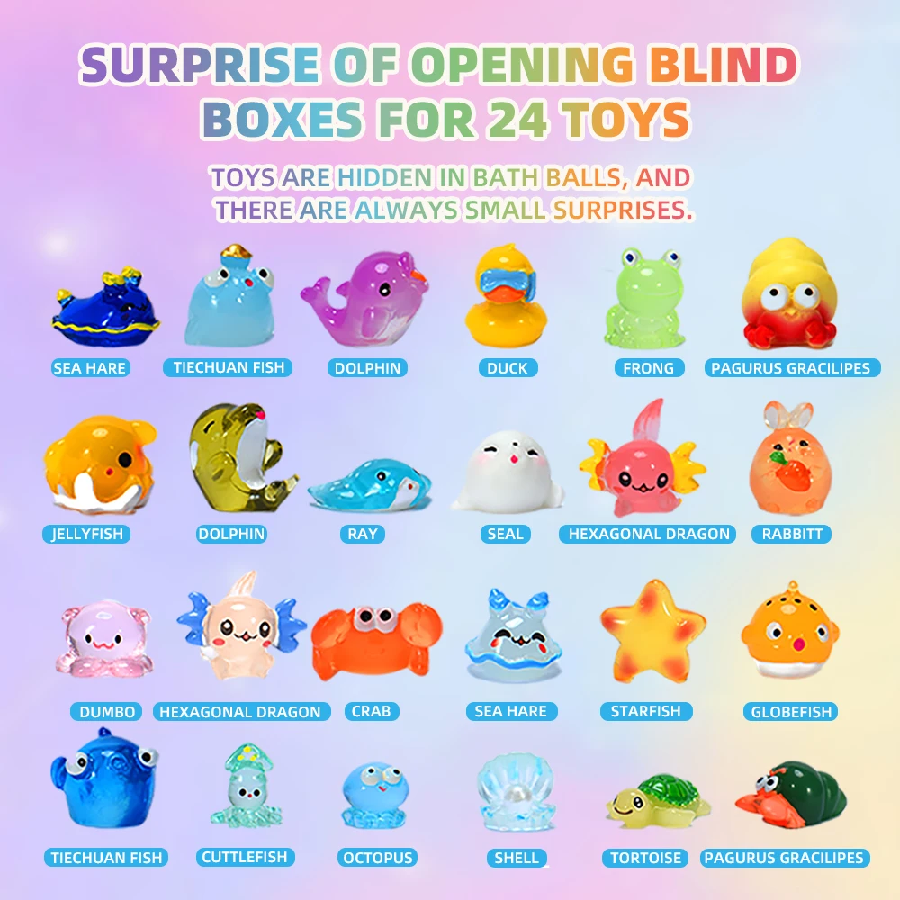 قنابل الاستحمام للأطفال مع مفاجأة من الداخل، مجموعة هدايا من 24 قطعة من قنابل الاستحمام للأطفال، حمام فقاعي عضوي طبيعي للفتيات والأولاد #2