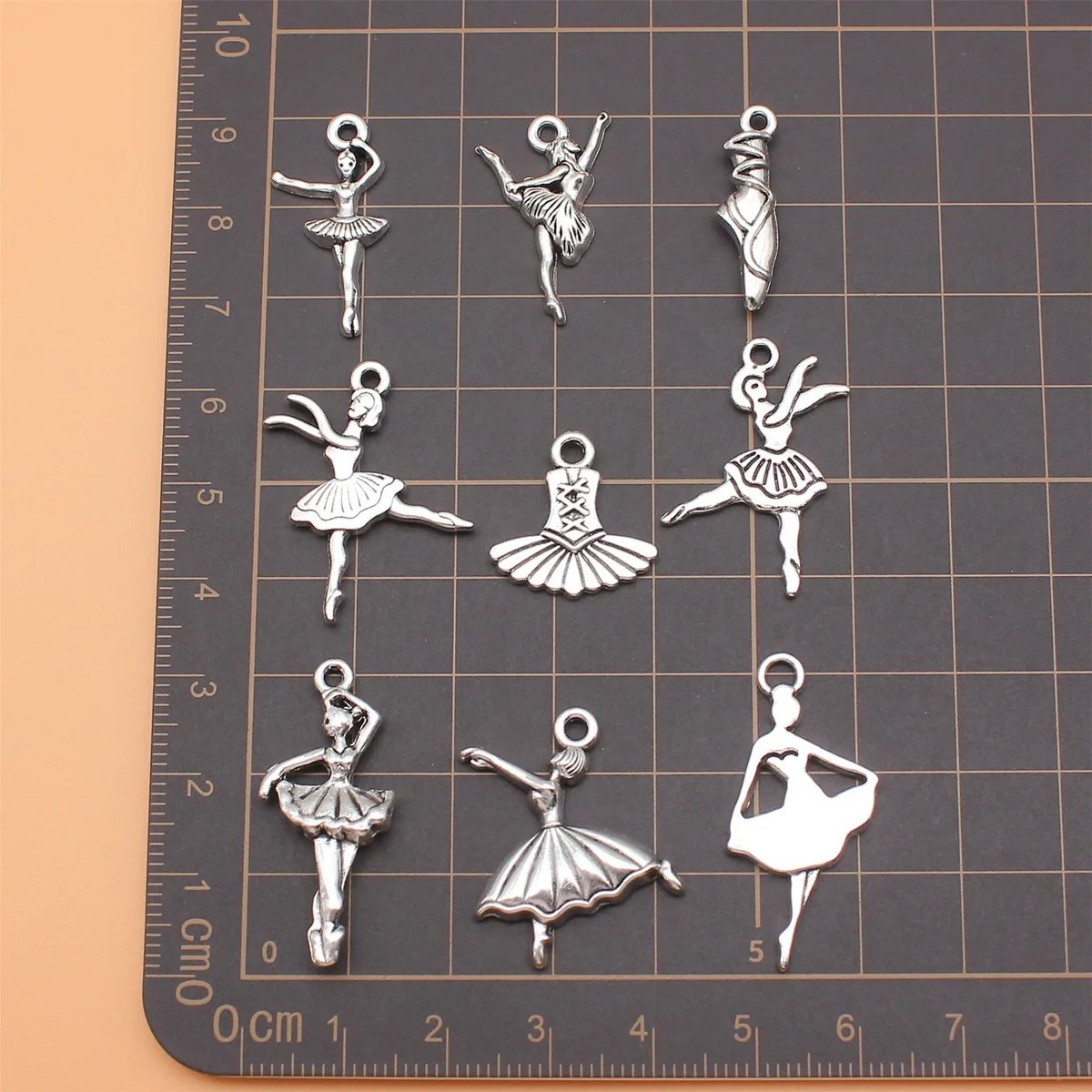 9pcs Antique Silver Color Ballet Charms Collection For DIY Jewelry Making, 9 Styles, 1 of Each