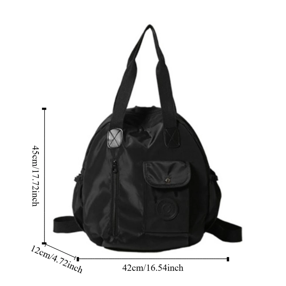 Zaino da nuoto in nylon stile coreano Borsa a tracolla di forma rotonda in tinta unita di grande capacità Borsa da fitness in nylon con design di nicchia da donna