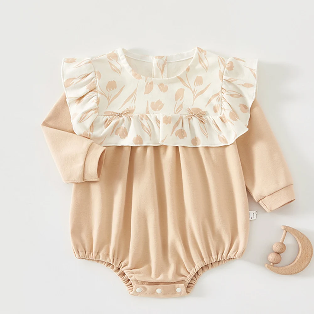 Baby Boutique Clothing Girl Long Sleeve Bodysuit Cotton Ruffles Spring Autumn Christmas Infant Romper