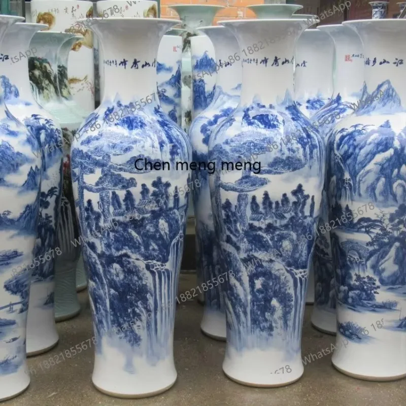 Ceramic floor-to-ceiling vase, hand-painted, ceramic handicrafts hotel opening gift H