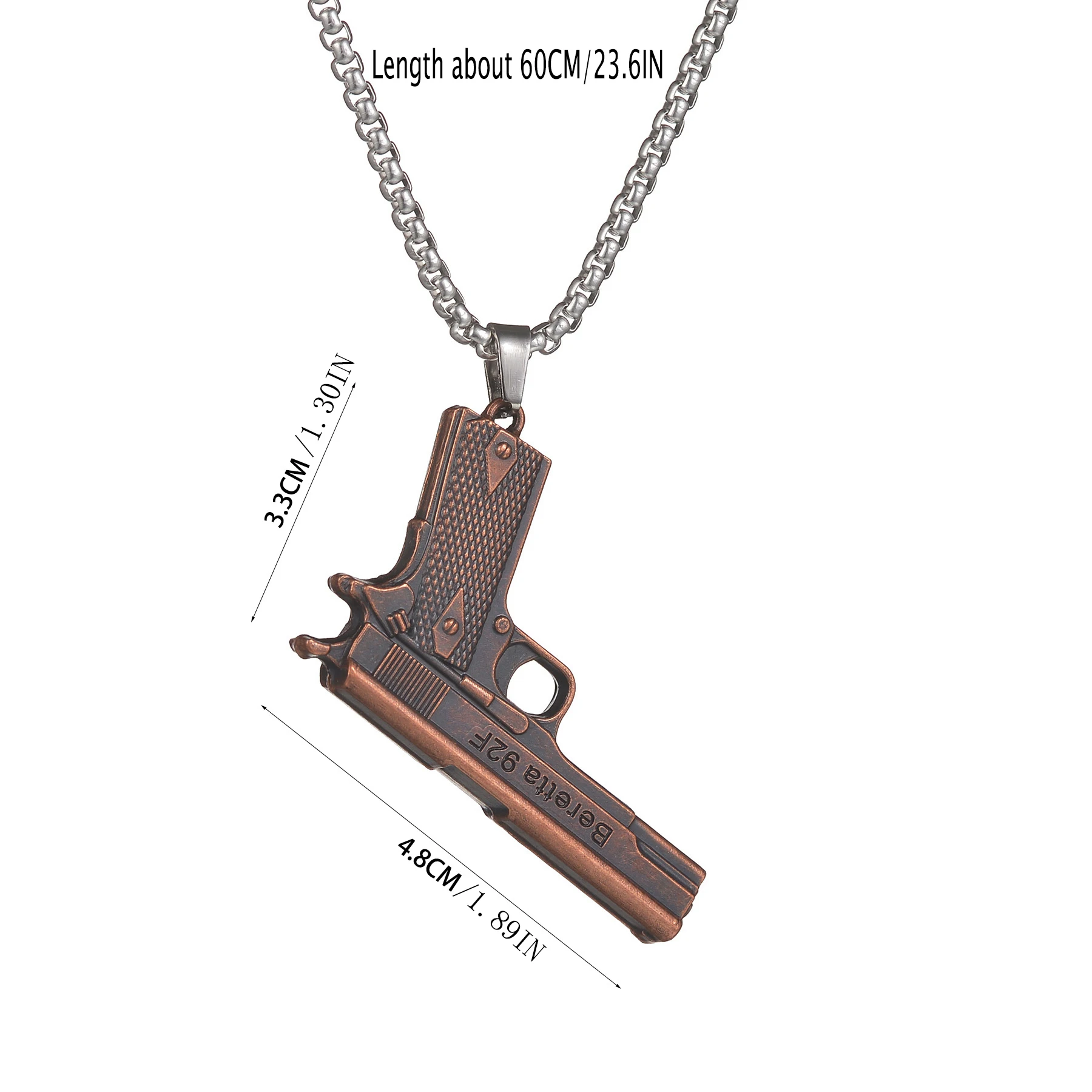 MeMolissa 1pc Vintage Bronze Gun Necklaces Pistol Shaped Pendant Necklace For Women Men Punk Fashion Jewelry Gifts Wholesale