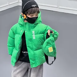 2-8 Years Winter Boys Girls Jacket Thick Keep Warm Lining With Velvet Hooded Heavy Coat For Kids Children Outerwear Send Bag