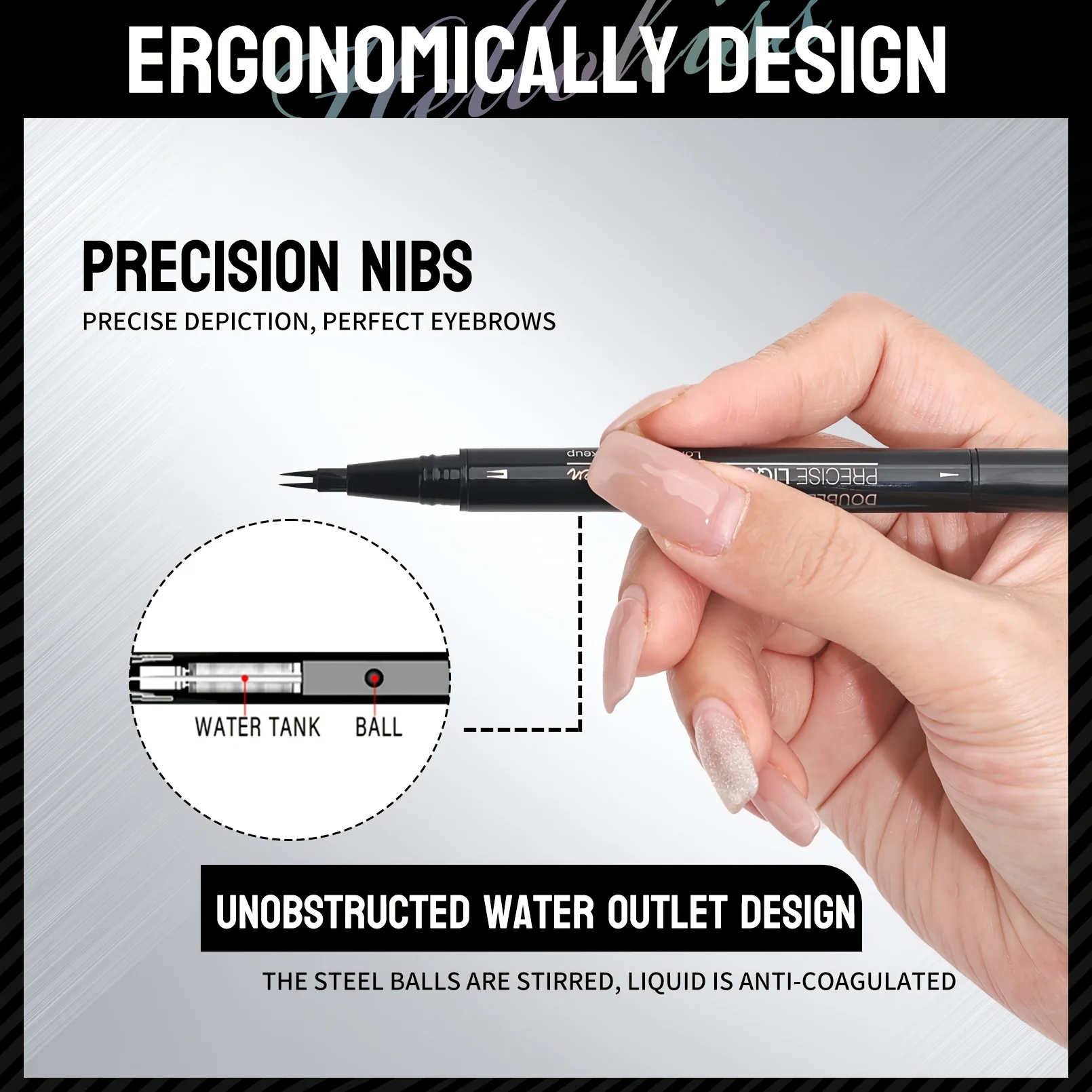 Waterproof Dual-Tip Liquid Eyebrow Pencil, Light Brown, Brown, Dark Brown, Dark Black, Black Eyebrow Pencil, Multi-Pack, Natural Eyebrow Makeup, Quick-Drying, Sweat-Proof, Smudge-Proof, with Eyebrow Brush, Dual-Tip Liquid Eyebrow Pencil, Long-Lasting Natural Look, Suitable for Beginners and Professional Makeup Artists