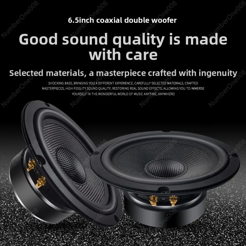 6.5 Inch Car Audio Speaker, 6 Ohm 50W/80W Carbon Fiber Dual Woofer, Heavy Bass Subwoofer for Car Stereo System