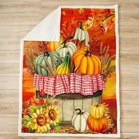 Fall Pumpkin Harvest Throw Blanket,Sunflower Maple Leaves Autumn Bed Blanket for Kids Boys Girls Adults,Thanksgiving Day
