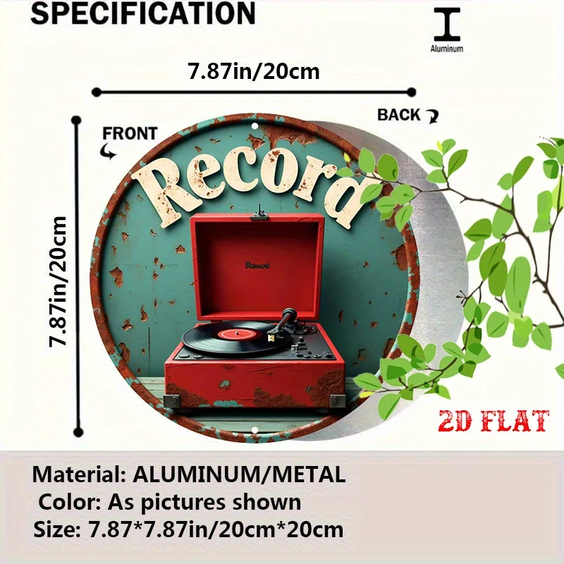 2D Flat 1pc Vintage Style Aluminum Metal Tin Sign, Retro Sound Round Aluminum Sign, Classic Round Aluminum Sign - Audio