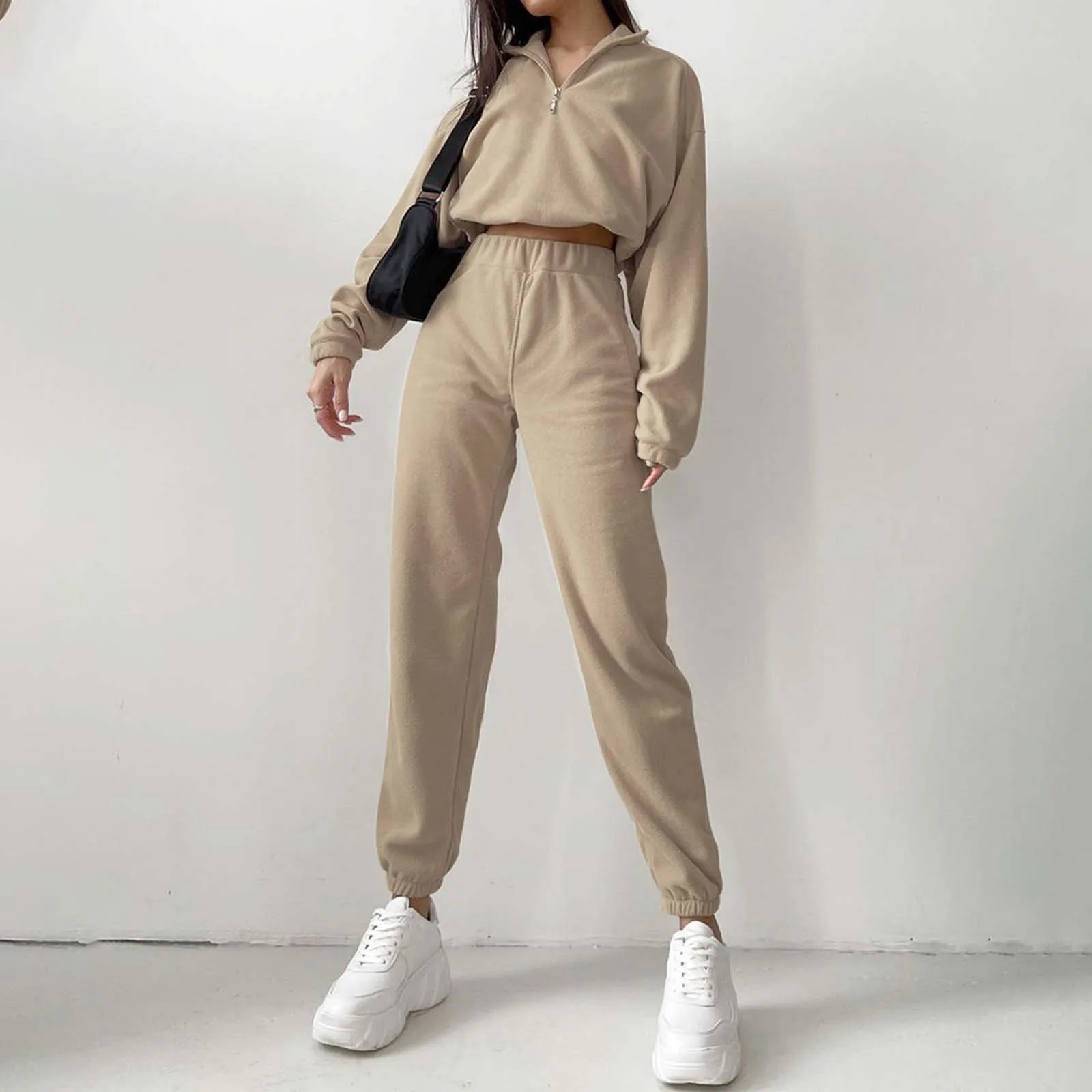 Suit Sweatpants Jogging Autumn Winter Streetwear Outfits Women Tracksuit Sports Zipper Tops Two Piece Sets Sweatshirts Pants