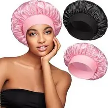 Women's Fashion Bonnet Solid Color Hair Hat Narrow Edge Elastic Silk Smooth Satin Face Daily Home Casual Sleep Hat