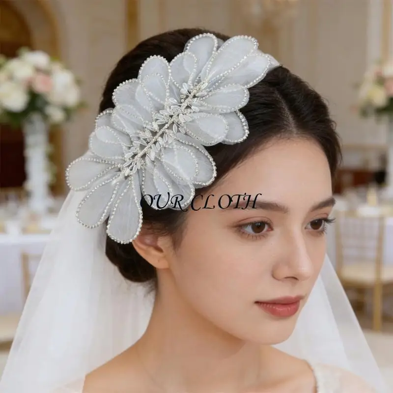 Stylish Floral And Wire Headband Props For Wedding Party Bridal Accessory Y1AC