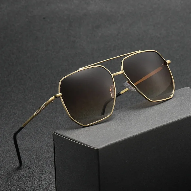 2024 New Pilot Sunglasses for Men Fashion Retro Double Bridge Girder Metal Sun Glasses Women UV400 Male Trending Products Shades