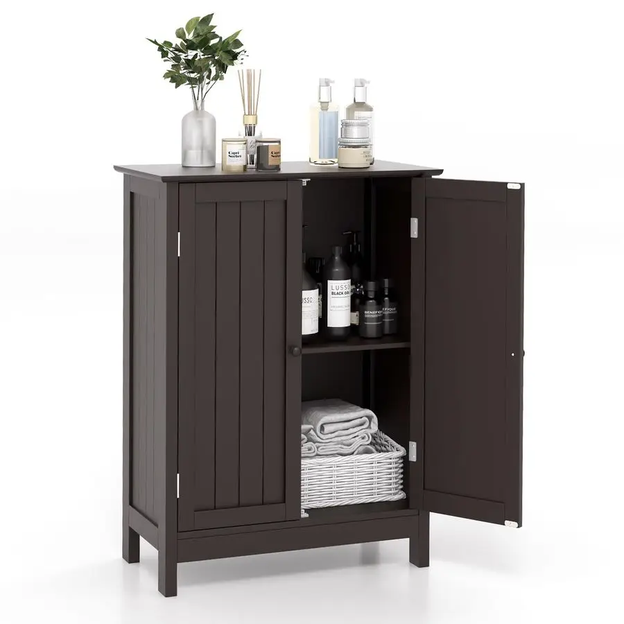 

Bathroom Storage Cabinet, Freestanding Bathroom Organizers and Storage with Doors amp Adjustable Shelf, Wooden Floor Cabinet fo