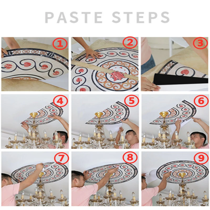 Creativity Ceiling Decorative Parquet Floor Ceiling Lamp Decorative Cover Waterproof Self-Adhesive Stickers Living Room Decorate