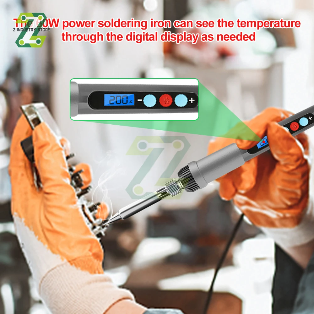 60W LCD Electric Soldering Iron Digital Display Adjustable Temperature 220V / 110V Welding Solder Desoldering Repair Tools Kit