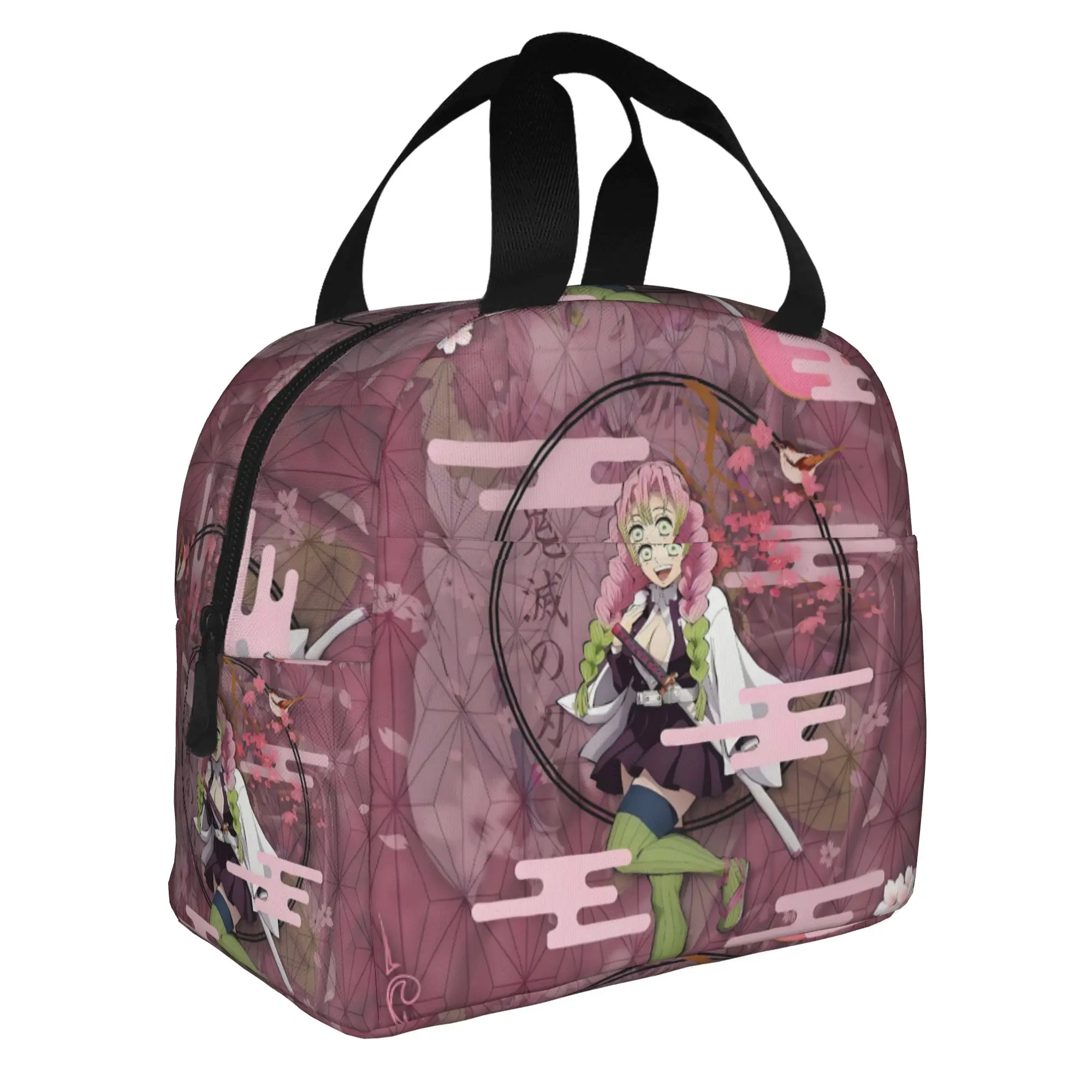 Custom Comic Kanroji Mitsuri Insulated Lunch Tote Bag for Women Demon S-Slayer Portable Thermal Cooler Bento Box School