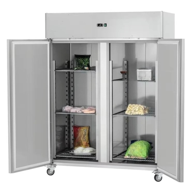 Stainless Steel 304 Commercial Double Door Reach in Freezer Refrigerator for Restaurant