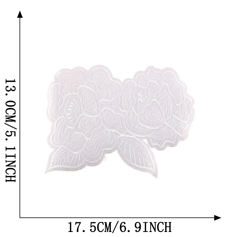 Weiße Blume große Größe kleines Eisen auf Patches für Kleidung bestickt Thermo collant DIY Naszywka Mochila nähen Aufkleber Parche Jacke – Detail 13