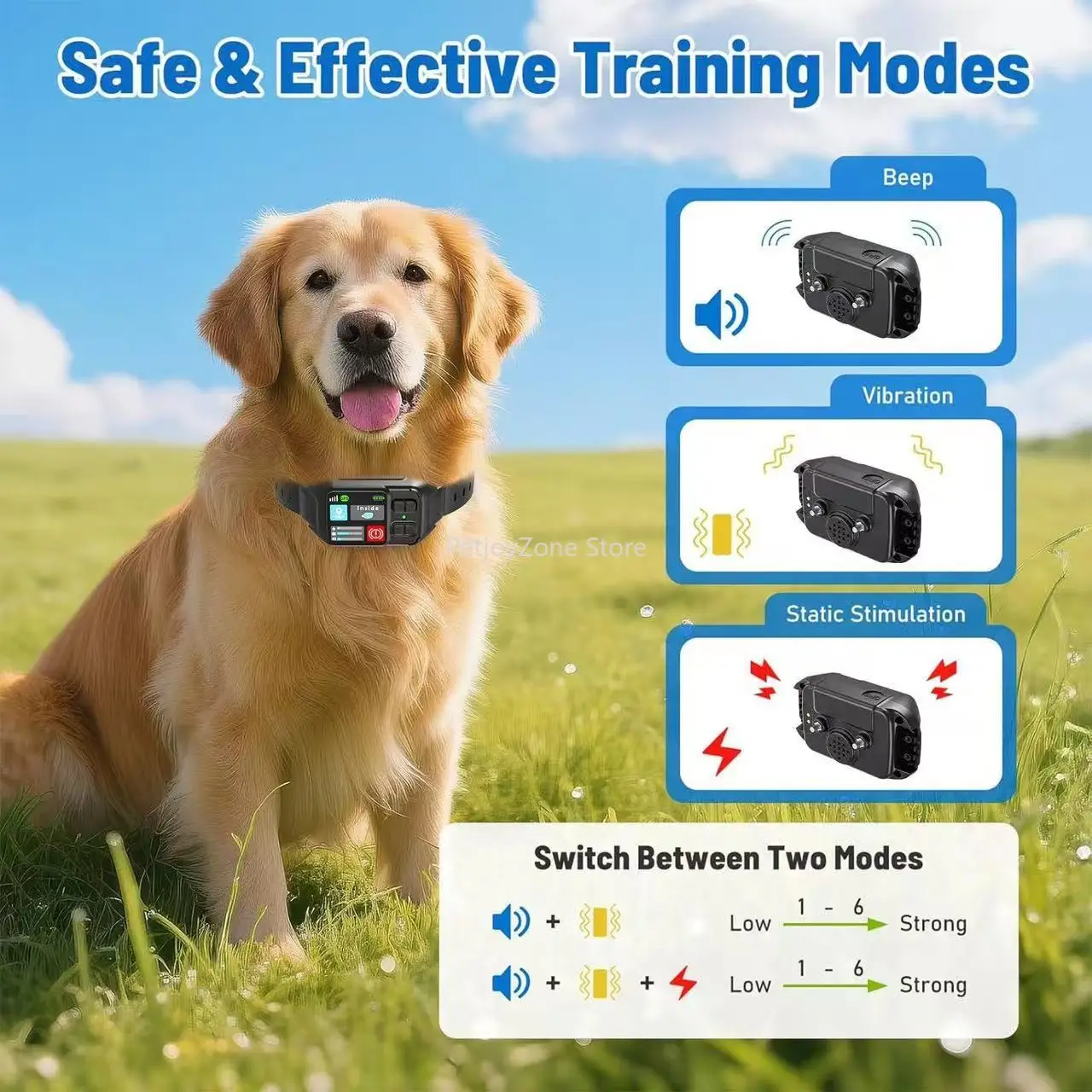 

GPS Dog Fence Collar IPX7 Waterproof Wireless Electric Pet Containment System