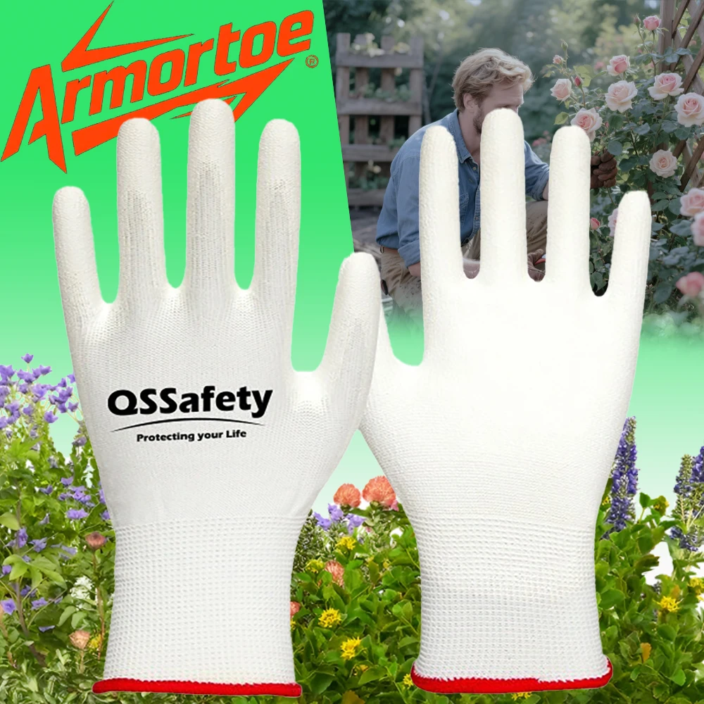

ArmorToe Dipped PU Work Gloves Lightweight Breathable Flexible AntiSlip for Electrical Maintenance General Protection #Armor8041