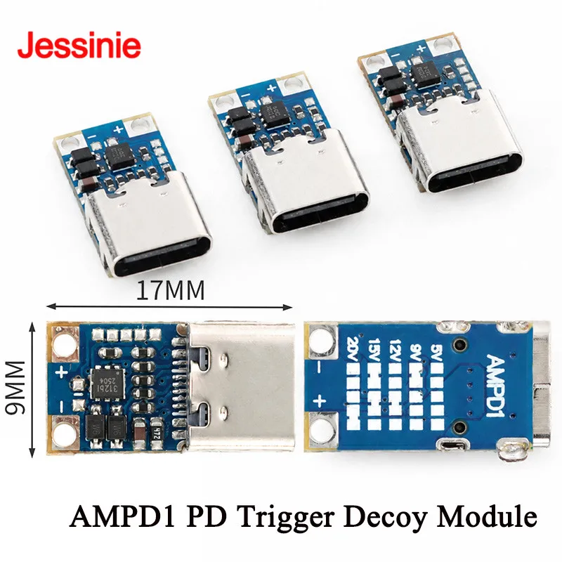 10pcs/1pc PD Decoy Module USB-C 5V 9V 12V 15V 18V 20V DC Fixed Voltage Fast Charge Power Trigger Board Type-C Input for Notebook
