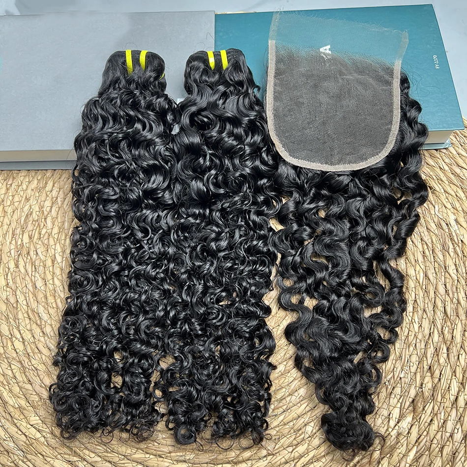 Pacotes encaracolados birmanos com fechamento de renda transparente 5x5 HD cabelo humano renda pré-selecionado # Extensões de cabelo de cor natural 1B