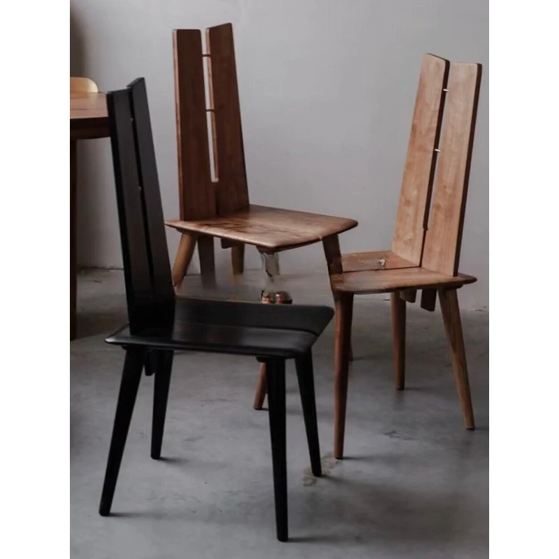 Retro solid wood simple casual chair Italian antique back chair Nordic simple back chair