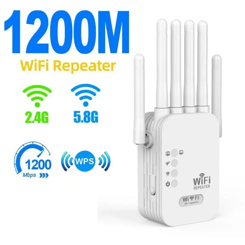 1200Mbps Wireless WiFi Repeater WIFI Extender WiFi Booster Dual band 2.4G 5G Network Amplifier Long Range Signal For Office