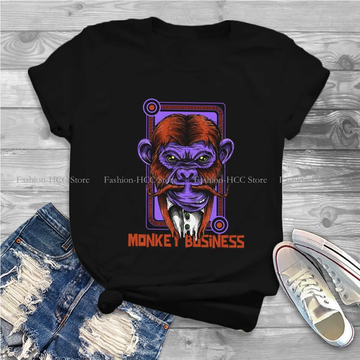 Monkey Business Polyester TShirts Not Easy To Mess With Personalize Women's T Shirt New Trend Clothing